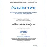 Świadectwo nadania uprawnień rzeczoznawcy majątkowego